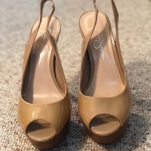 Jessica Simpson nude patent platform sling back